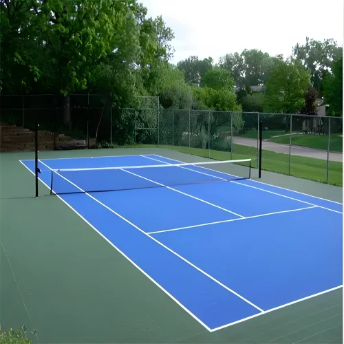 Xây chung mặt sân cầu lông - pickleball cao cấp 9 lớp sơn có 10% Hạt Cao Su US Open Laykold trên nền ciment